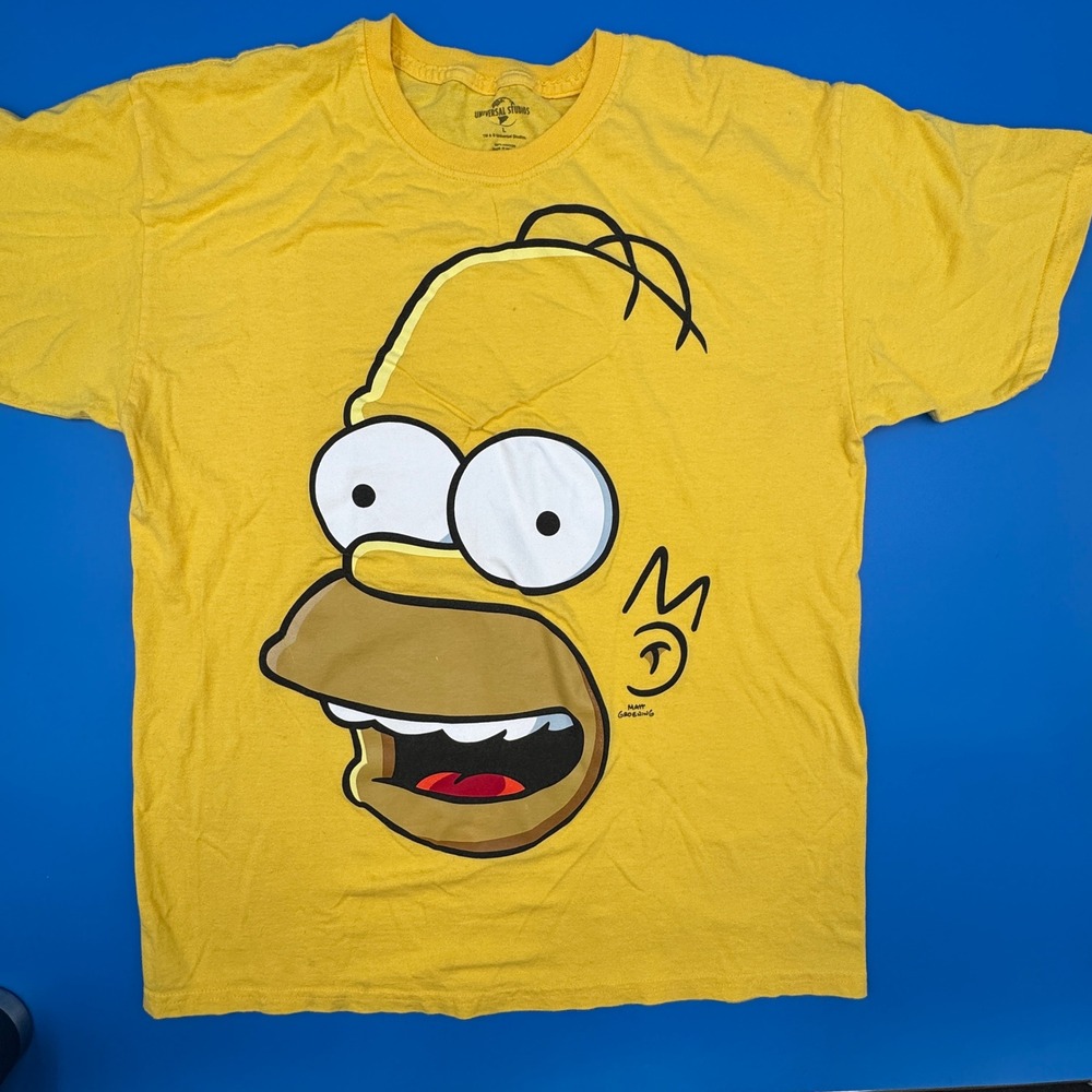 The Simpsons Homer Simpson Face Yellow Universal Studios T Shirt Men Large‎